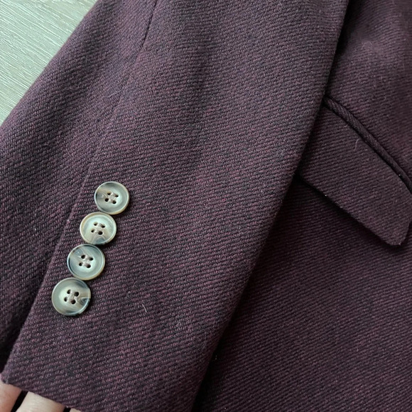 ASOS Design Burgundy Twill Suit Jacket Slim - Picture 8 of 13